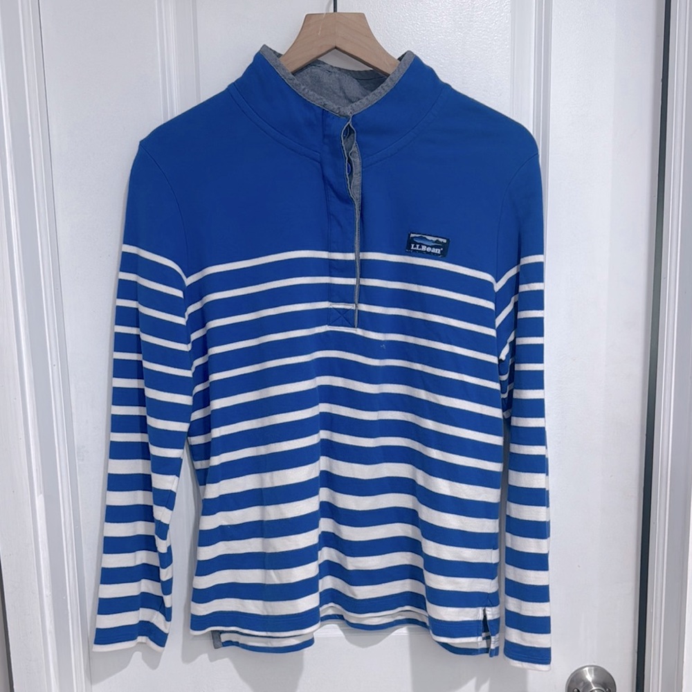 L.L. Bean Blue and White Striped Pullover